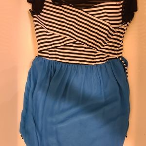 Speechless Girls Blue Black White Striped Dress